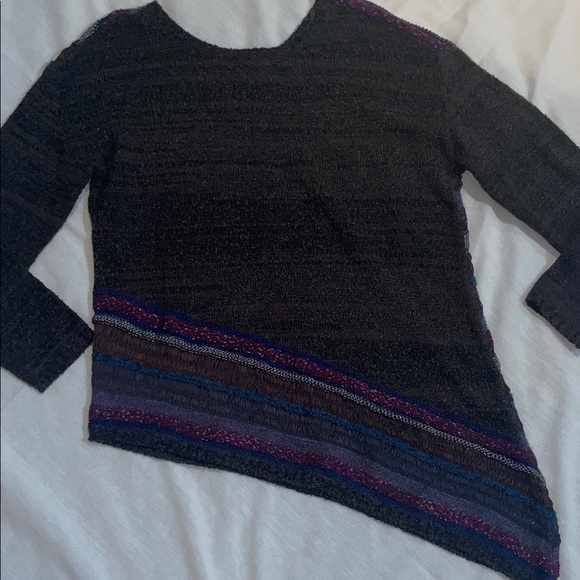 Anthropologie Curio Striped Crew Neck Asymmetrical Sweater - M - Picture 3 of 8